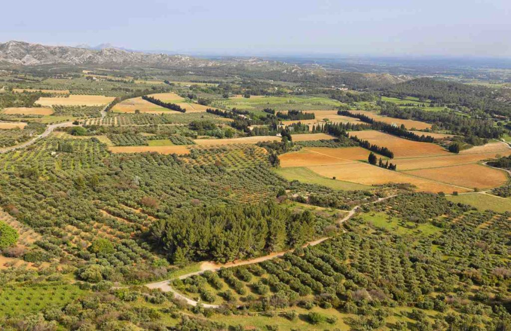 View of alpilles natural park in Spring from Les Baux de Provence, France

