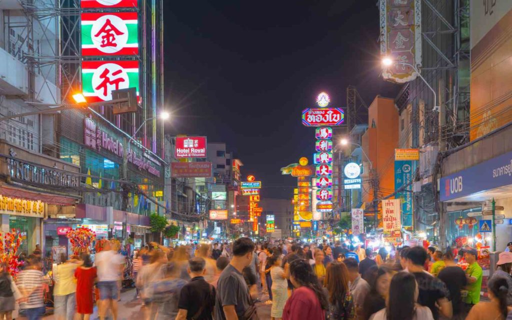 Bangkok City, Thailand - Night market street at Yaowarat road, the famous tourist attraction