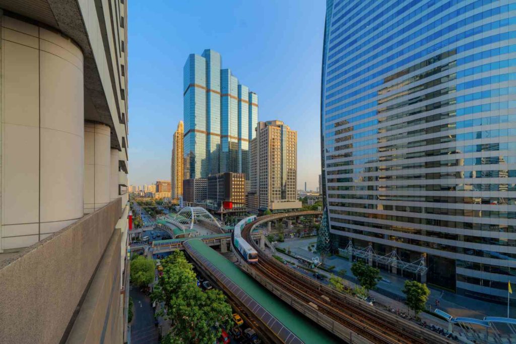 Sathorn intersection or junction, Bangkok Downtown, Thailand
