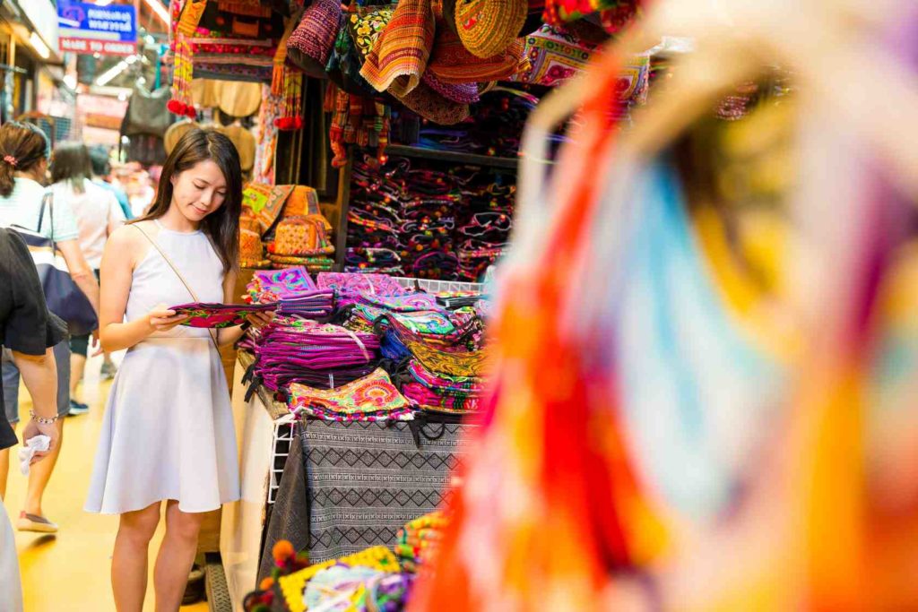 Woman shopping in Bangkok market

